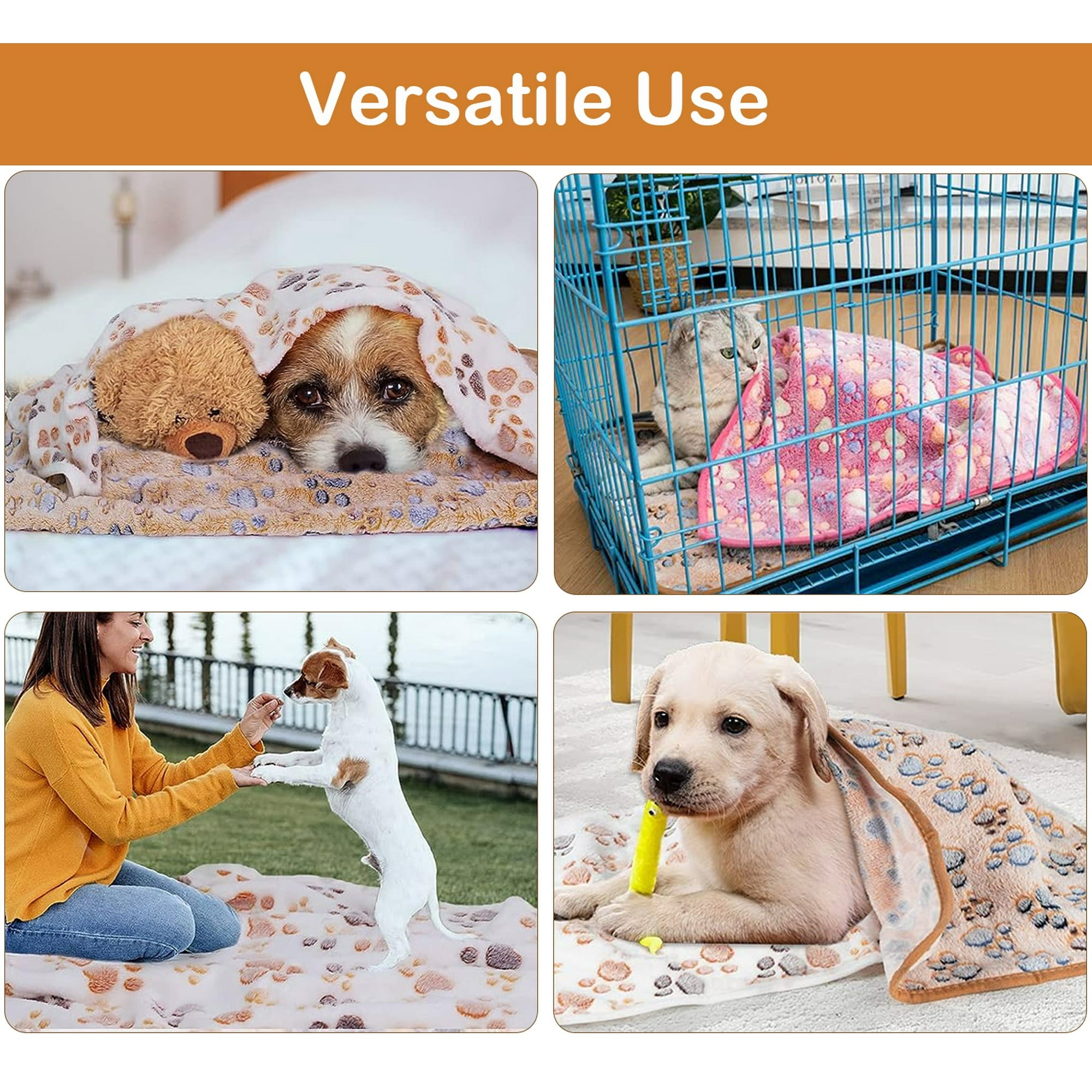 Petimi 3 Pcs Dog Blanket, Soft Warm Coral Fleece Pet Blanket, Puppy Blankets, Cat Blanket for Couch, 15.7"x23.6"