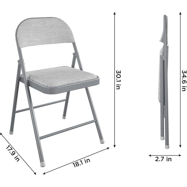 4 Pack Folding Chairs with Padded Cushion and Back, Padded Folding Chairs for Home and Office, Indoor and Outdoor Events (Black, 4 Pack)