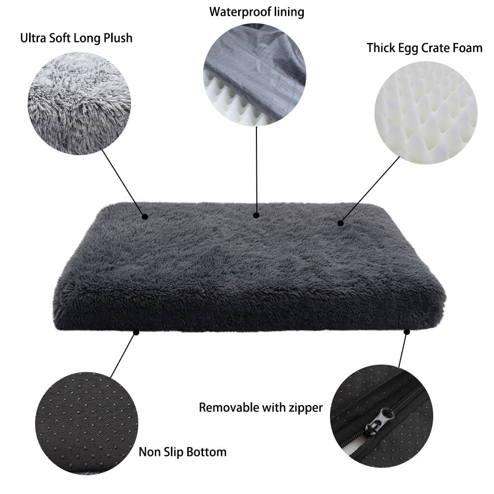 PETIMI Dog Bed, Washable Dog Bed for Crates, Soft Pet Pad Suitable for Medium to Large Dogs and Cats, 39.3"x23.6"x3.9"((Dark Gray)