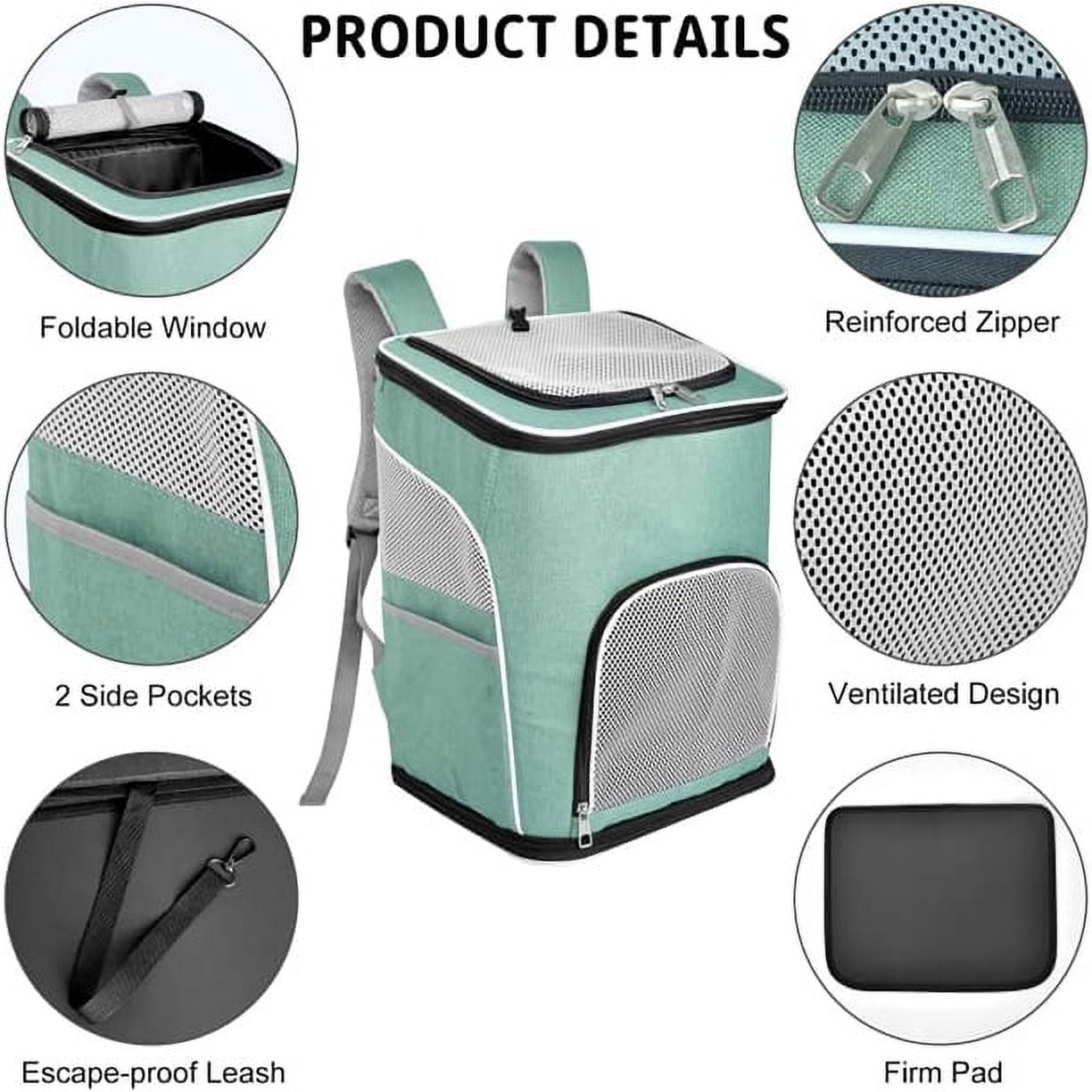 PETIMI Cat Carrier Backpack - Green - 17.5"x13"x11" - Fits Under Most Airline Seats