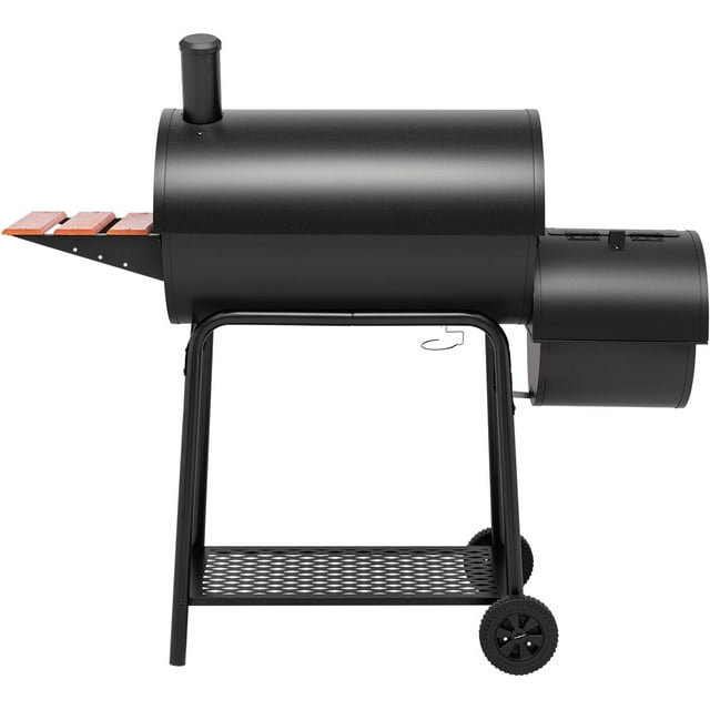 Charcoal Grill with Side Table, 627 Square Inches, Outdoor Backyard, Patio and Parties, Black