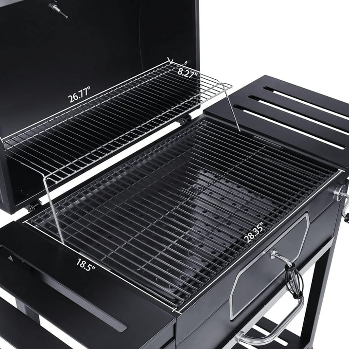 Camkey Charcoal Grill with Side Table,Outdoor Backyard, Patio and Parties, Black
