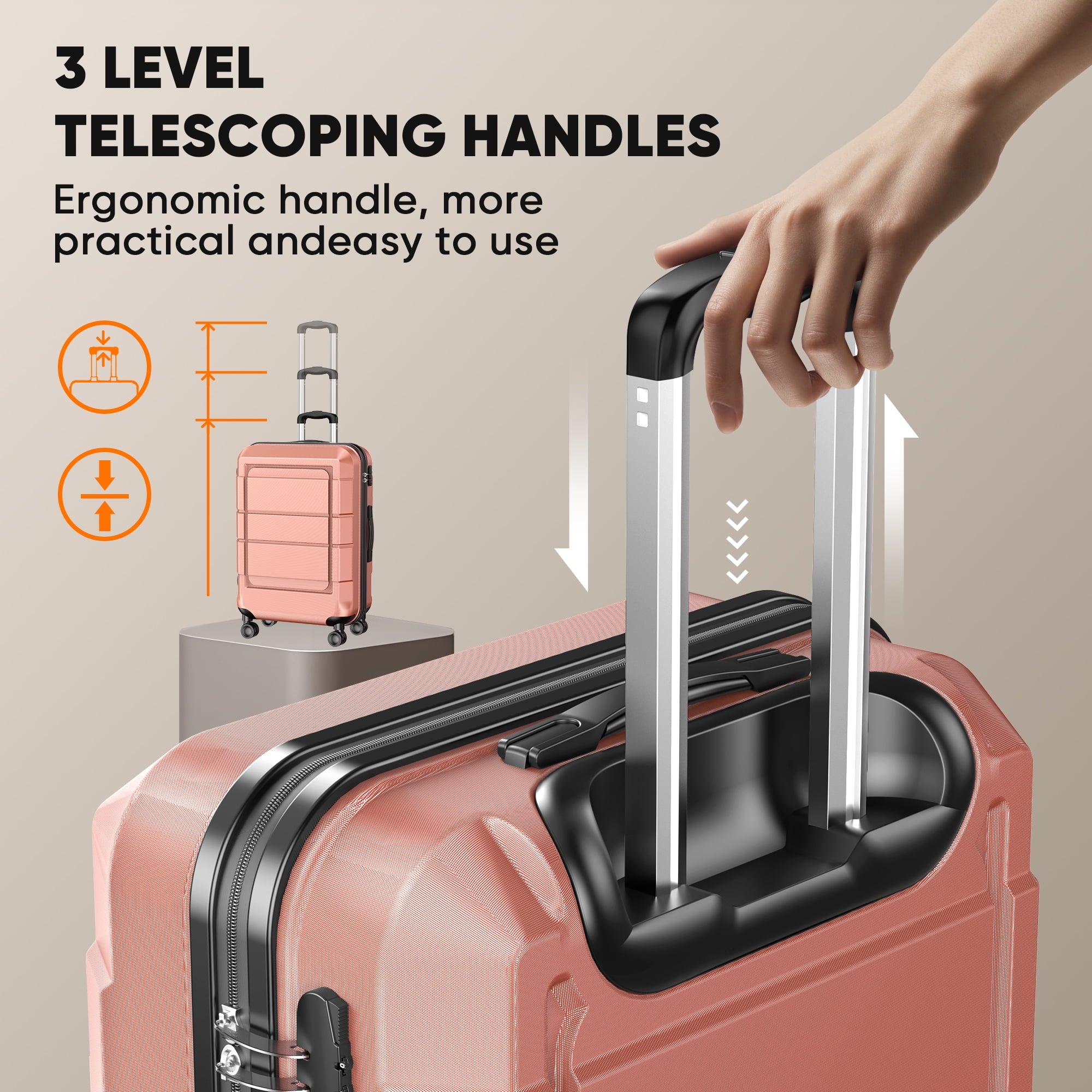 Hardside 3-Piece Luggage Set - Lightweight, Durable Suitcases with Spinner Wheels (20/24/28 Inches)