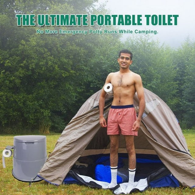 Portable Camping Toilet for Adults - Lightweight with Lid, Ideal for Car, Camping, Hiking, and Travel - Compact Porta Potty for Outdoor Adventures