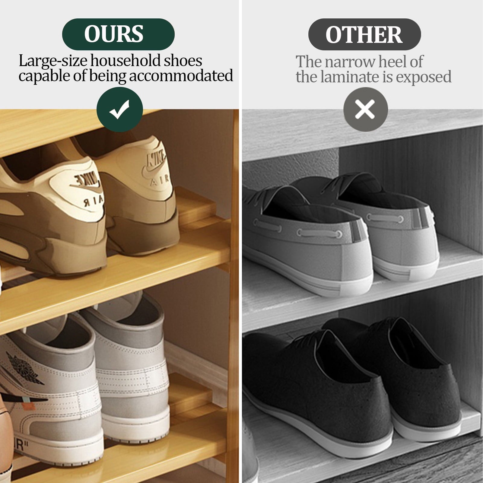 Bamboo Shoe Rack Bench, 3-Tier Entryway Storage Organizer, Wooden Shoe Rack for Front Door, Entryway Shoe Bench for Closet, Bedroom, Living Room, or Hallway