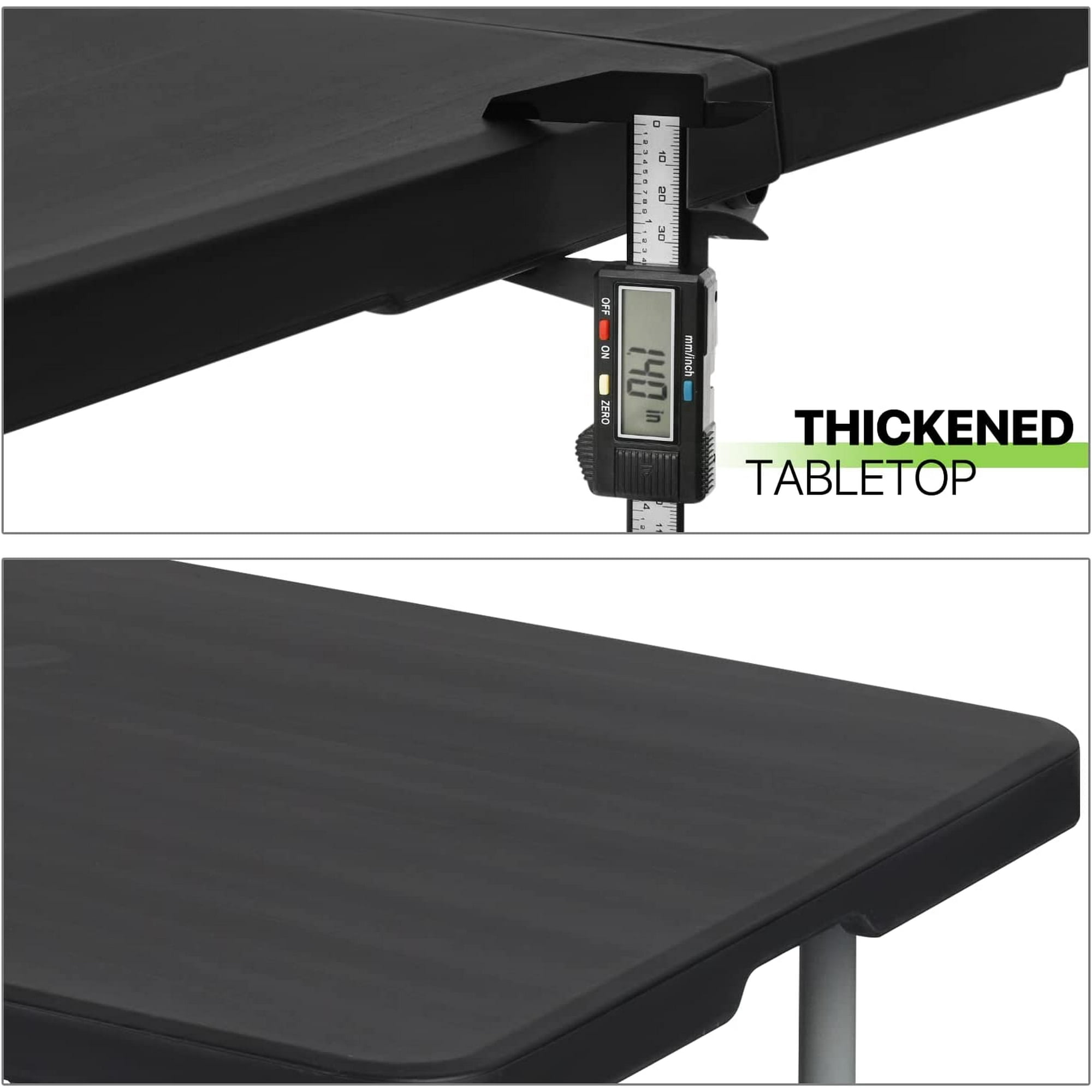 4 Foot Plastic Adjustable Height Fold-in-Half Folding Table,White