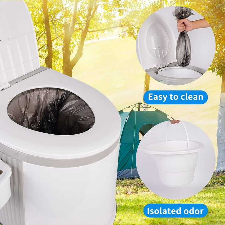 Portable Toilet Bucket with Seat and Lid Attachment - Holds 5 Gallons, Lightweight and Easy to Clean, Great for Camping, Hiking and Hunting and More,Gray
