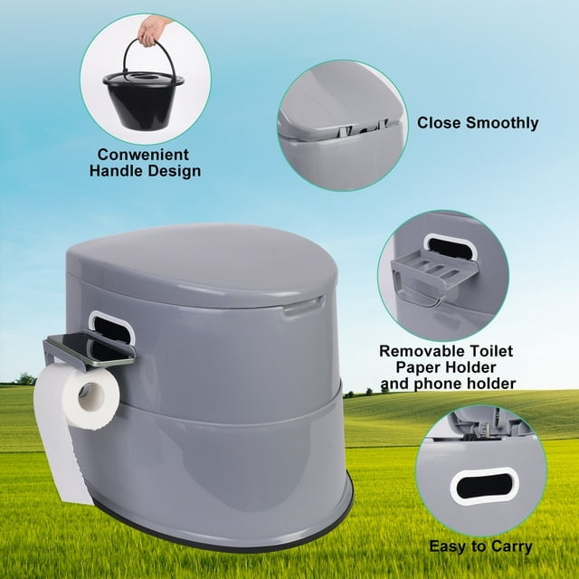 Portable Camping Toilet for Adults - Lightweight with Lid, Ideal for Car, Camping, Hiking, and Travel - Compact Porta Potty for Outdoor Adventures