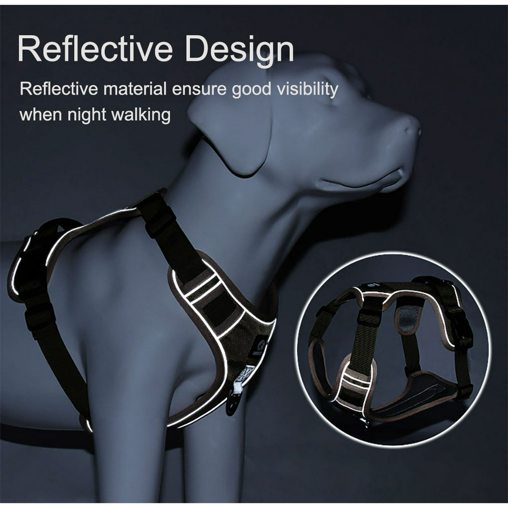 Petimi Dog Harness, No Pull Dog Harness, Adjustable Reflective Dog Harness with Handle for Small to Large Dogs (M)