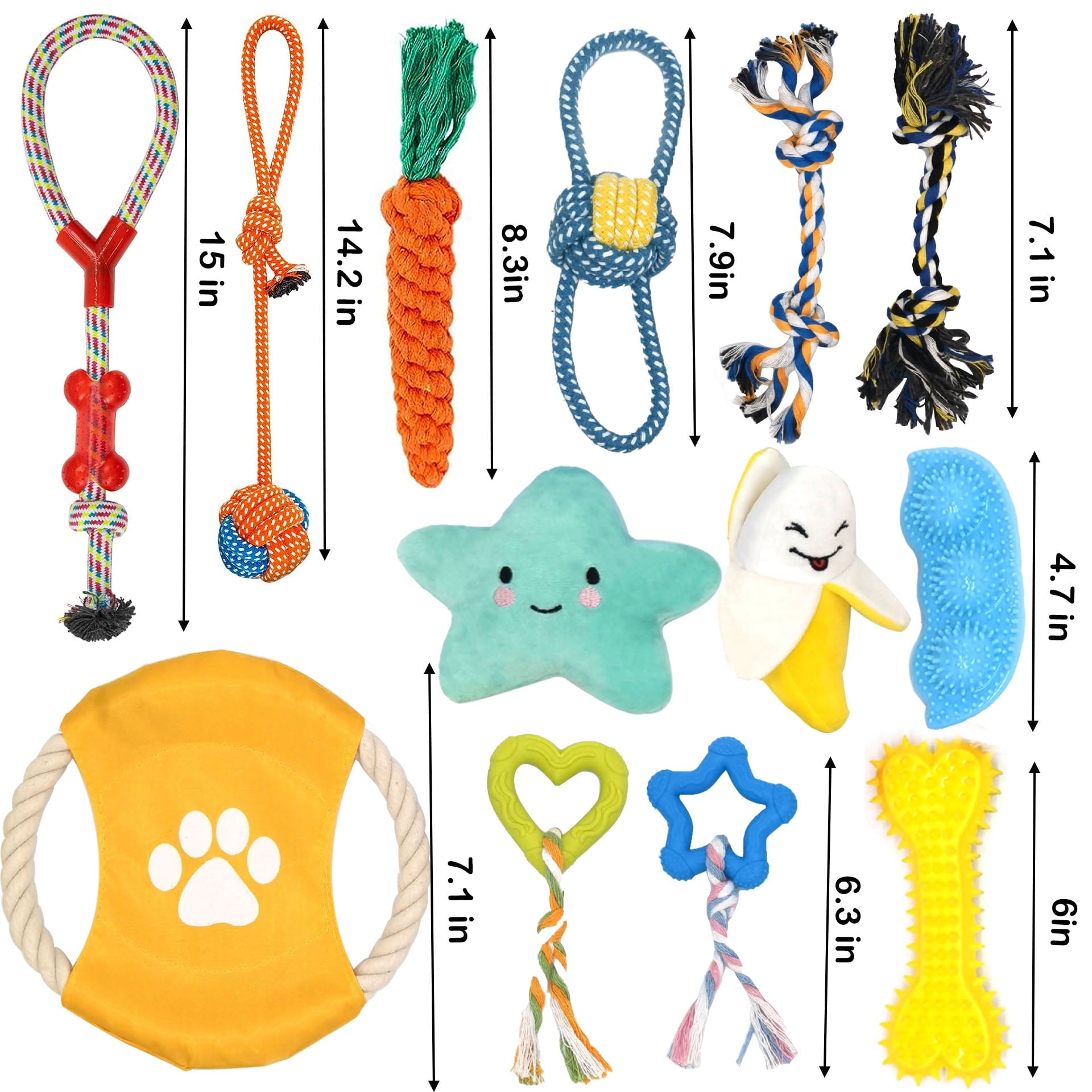 Petimi 18 Piece Dog Toys Set, Dog Chew Toys for Small Dog, Dog Squeaky Toys and Dog Rope Chew Toys