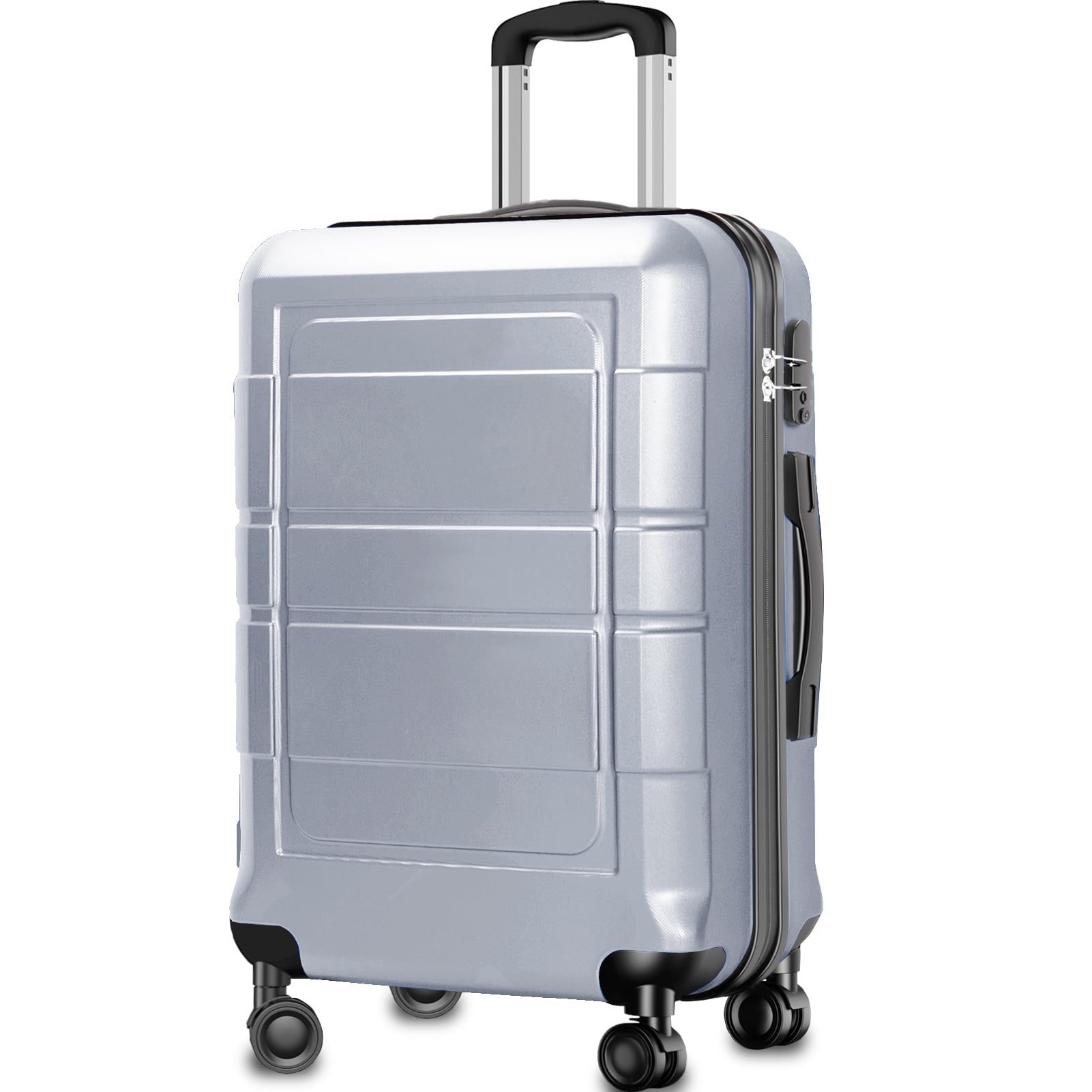 20 Inch Hardside Carry On Luggage, Spinner Wheels, TSA Lock, Durable Suitcase, Silver