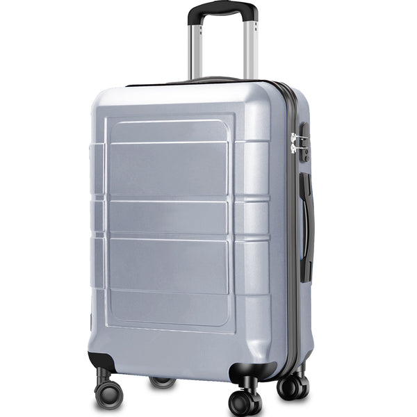 20 Inch Hardside Carry On Luggage, Spinner Wheels, TSA Lock, Durable Suitcase, Silver