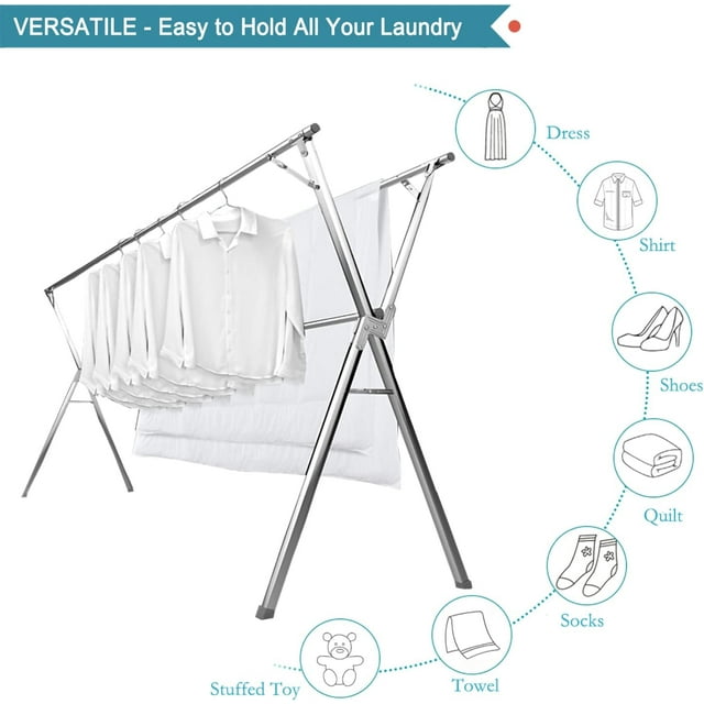 Clothes Rack Heavy Duty Load 300Lbs, Rolling Clothing Racks for Hanging Clothes, Commercial Garment Rack, Collapsible ＆ Portable Clothes Rack with Wheels and Adjustable Shelves