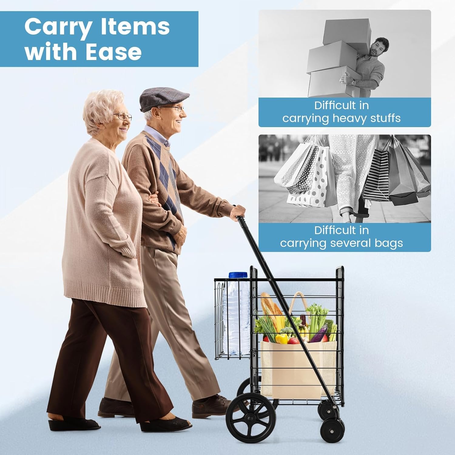 Adjustable Steel Rolling Cart Black