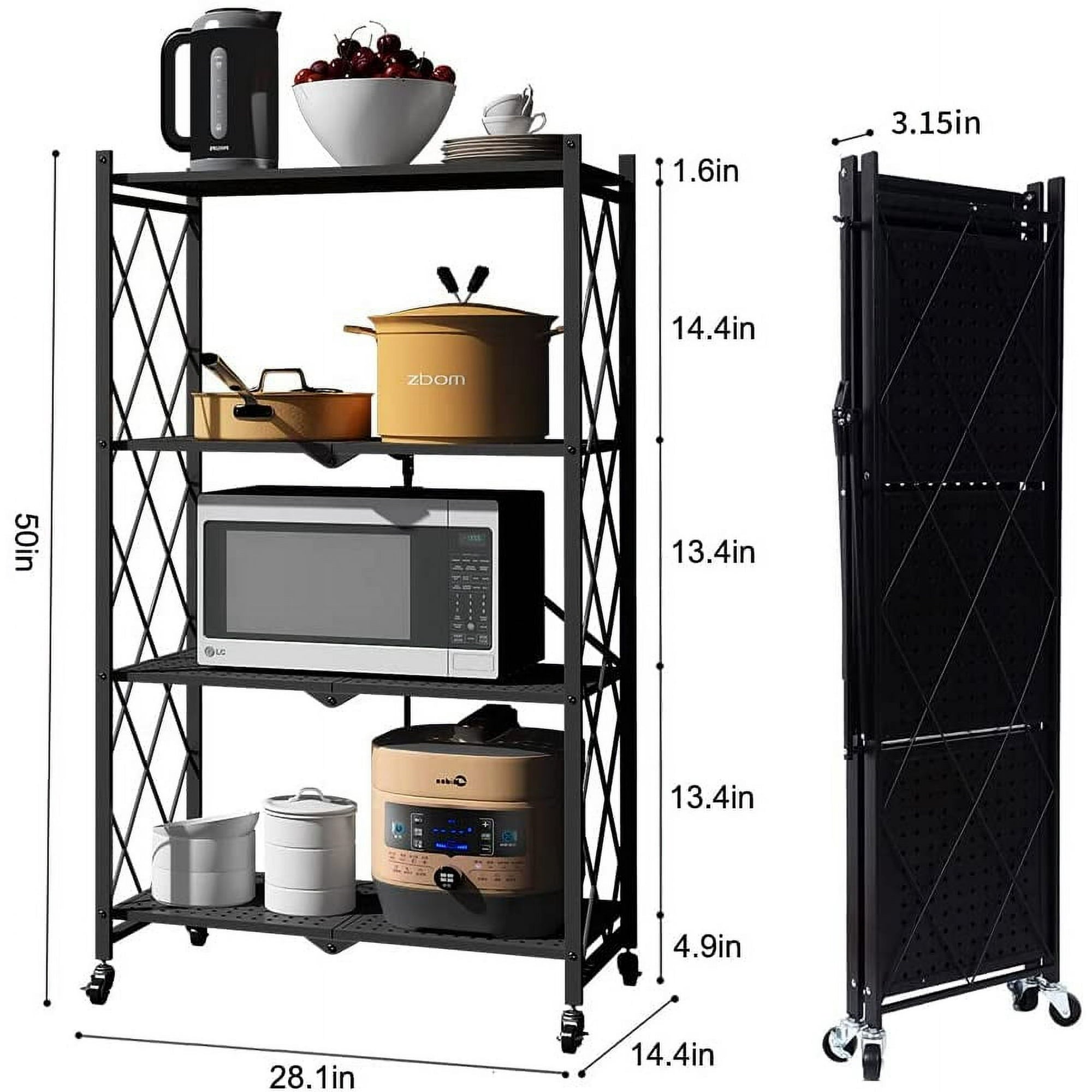 4 Tier Shelf Unit, Black, 1400 lb. Capacity
