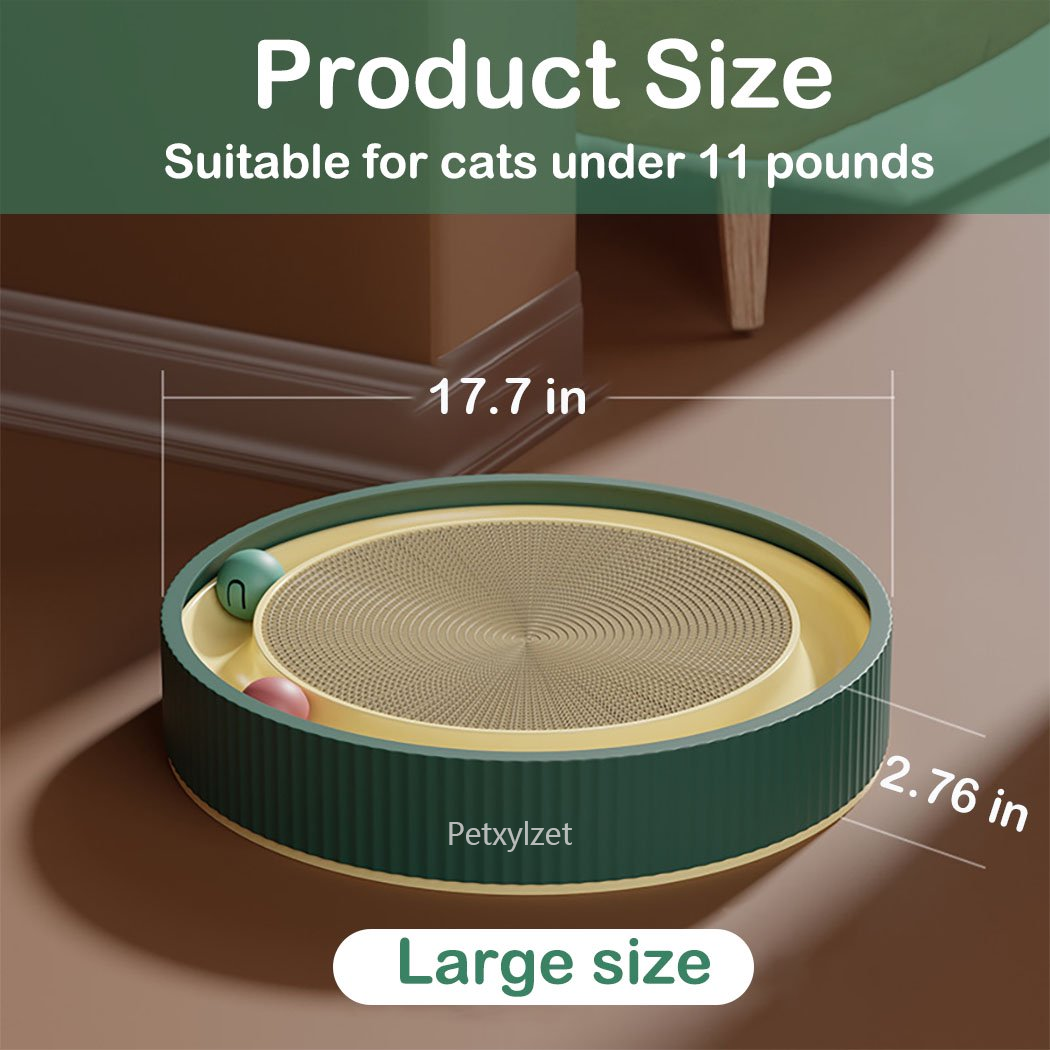 Petxylzet Multi-Functional Round Cardboard Cat Scratcher, Durable Corrugated Paper Cat Scratch Pad, Cat Scratching Lounge Bed, Cat Training Toy and Furniture Protector