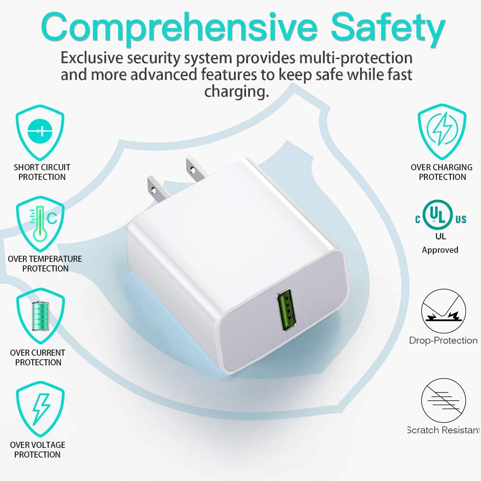 2-Pack Wall Charger for iphone/Android, USB Wall Charger Compatible iPhone, iPad ,iPod, AirPods, Samsung, LG, HTC,