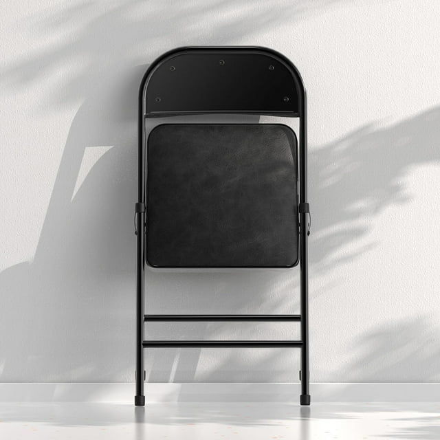 4 Pack Folding Chairs with Padded Cushion and Back, Padded Folding Chairs for Home and Office, Indoor and Outdoor Events (Black)