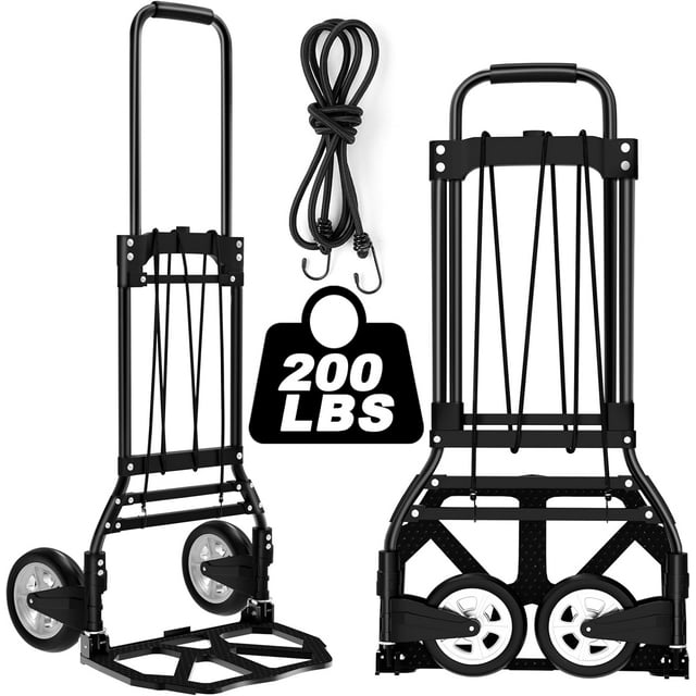 330 LB Capacity Folding Hand Truck Dolly Cart, Portable Aluminum Dolly Cart with Telescoping Handle and Rubber Wheels for Moving,Shopping,Travel,Office Use