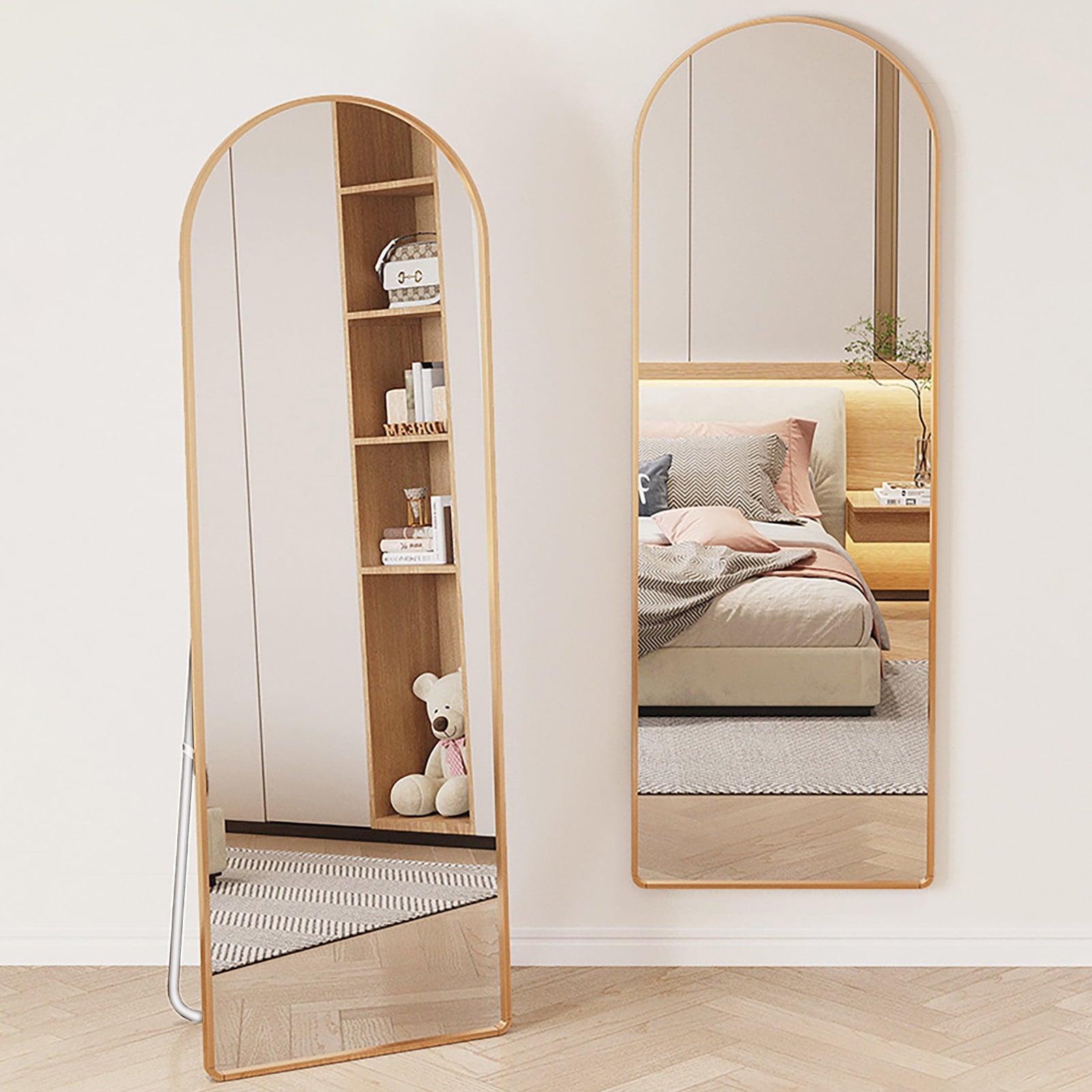 Camkey Large Full-Length Mirror for Door, Metal Frame, Floor or Wall Mountable,65x23.6 Inches, Gold