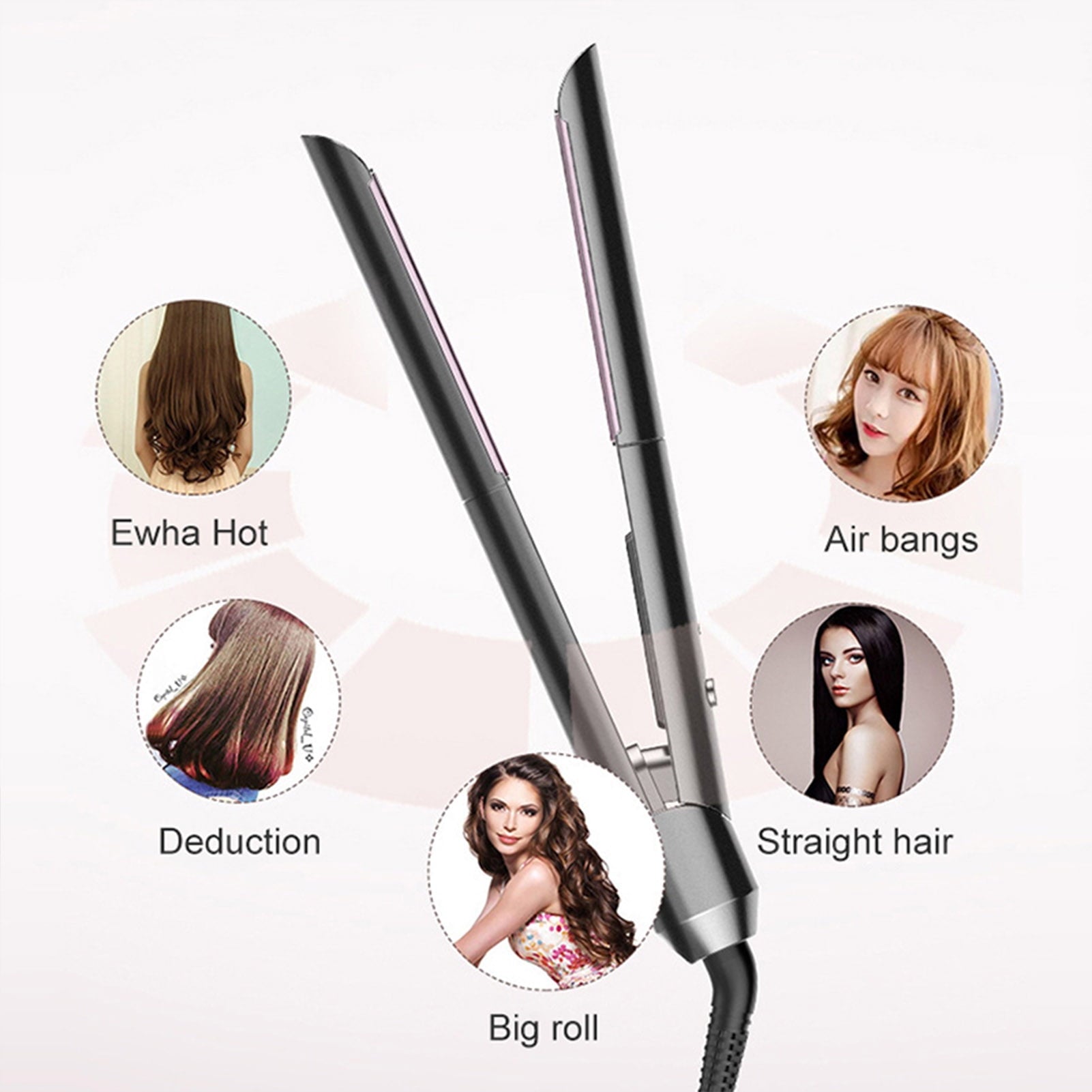 Suproot Professional 1.18" Ceramic & Tourmaline 2 in 1 Flat Iron Hair Straightener and Curler, Ionic, Gray