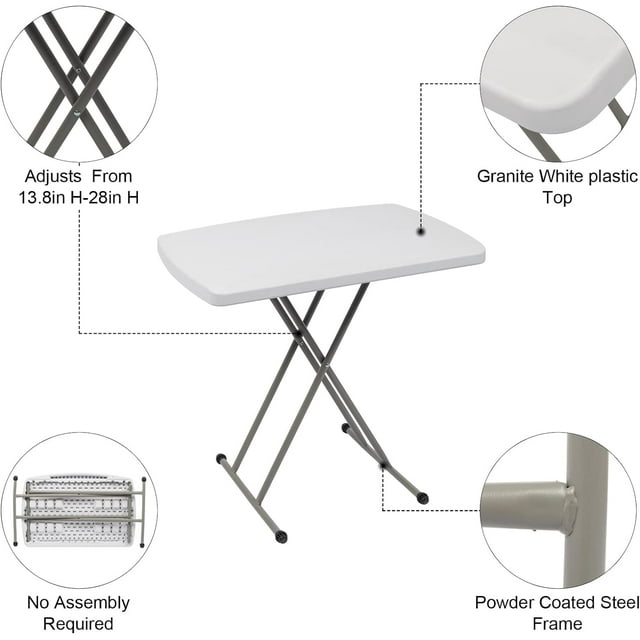 Fold-in-Half Banquet Table w/Handle, 30in, White