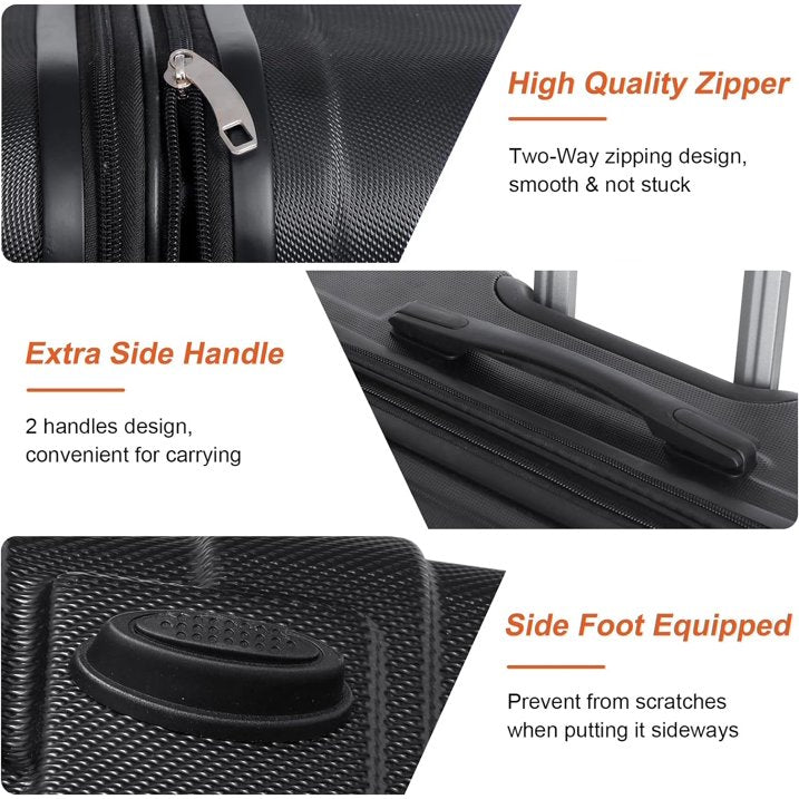 3 Piece Hardside Luggage Set with Spinner Wheels – TSA Locks,Lightweight Suitcase, 20/24/28 inches