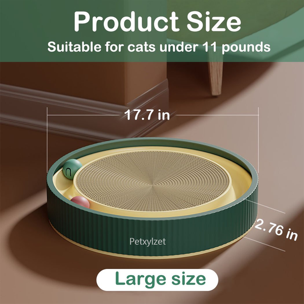 Petxylzet Multi-Functional Round Cardboard Cat Scratcher, Durable Corrugated Paper Cat Scratch Pad, Cat Scratching Lounge Bed, Cat Training Toy and Furniture Protector