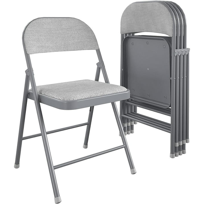 4 Pack Folding Chairs with Padded Cushion and Back, Padded Folding Chairs for Home and Office, Indoor and Outdoor Events (Black, 4 Pack)