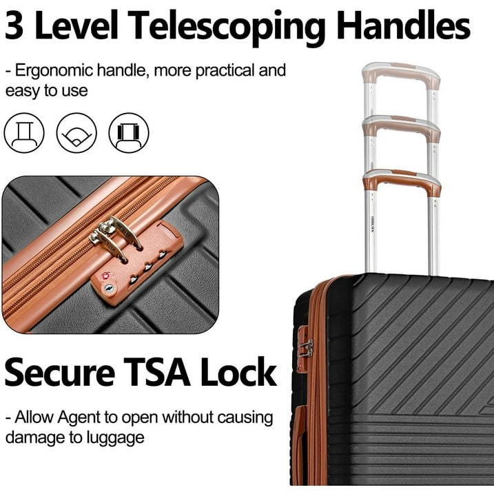 3-Piece Hardshell Luggage Set – Spinner Wheels, Lightweight Suitcase,TSA Locks, 20/24/28 inches