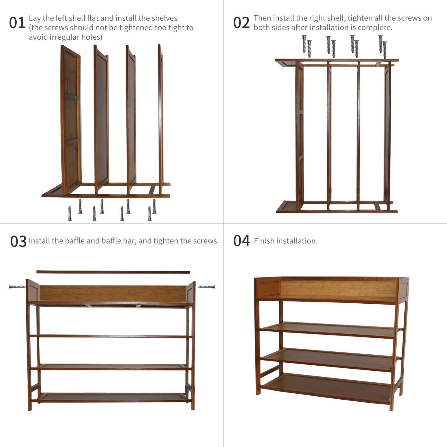 Bamboo Shoe Rack Organizer, 4 Tier Shoe Shelf Storage Organizer, for Entryway, Hallway, and Closet (Nature-31.5)