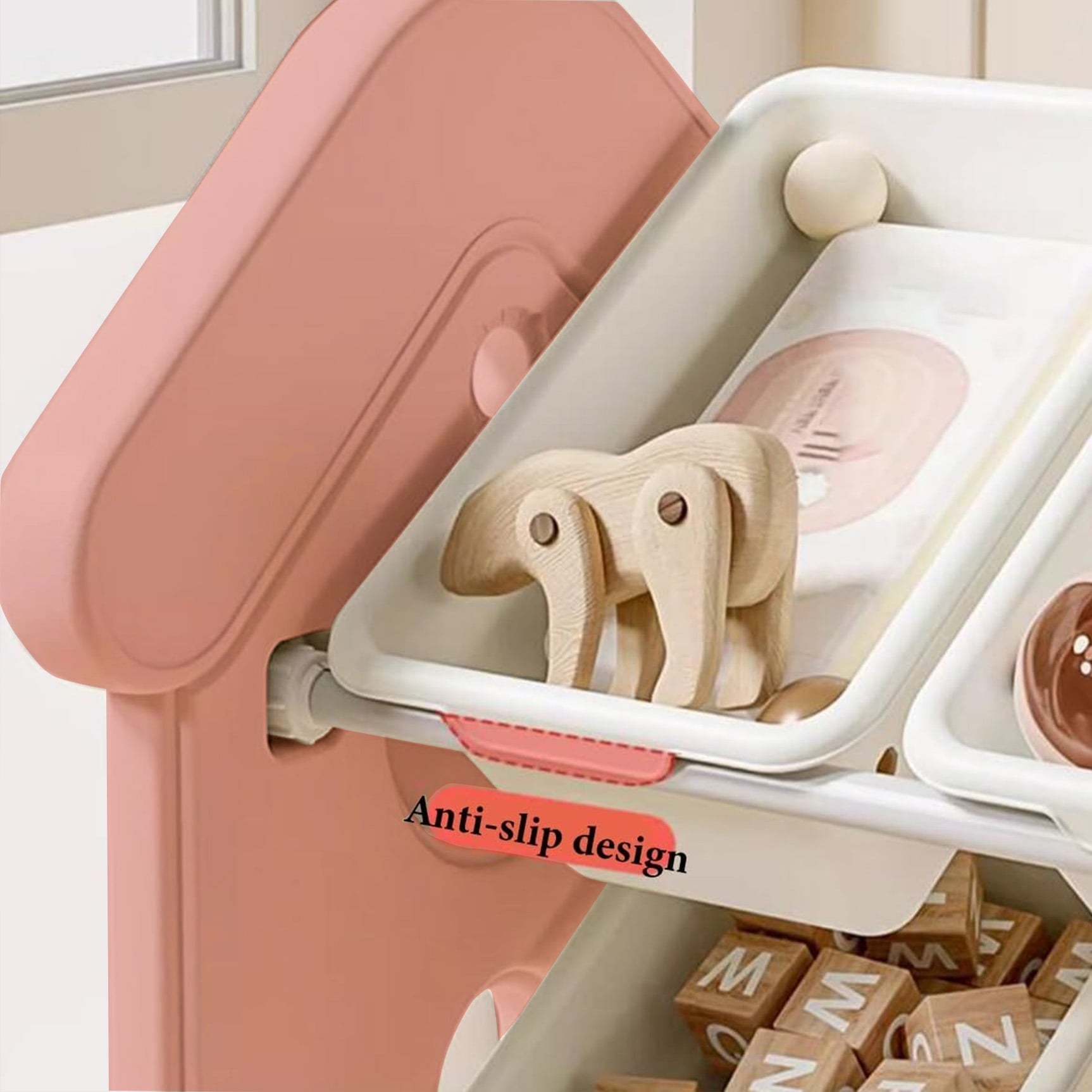 Toy Storage Organizer - 7 Bins for Kids Toys, Perfect for Playroom or Nursery Room Organization, Pink