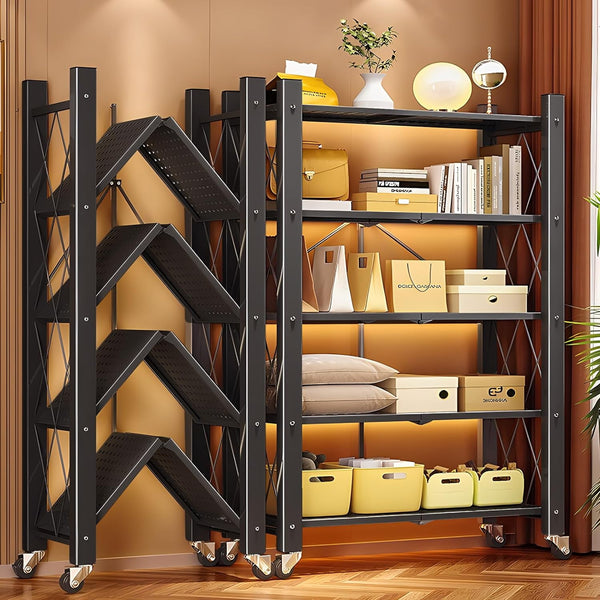 5-Tier Multipurpose Shelving Rack, Black Color,750lbs Load Capacity, for Adult