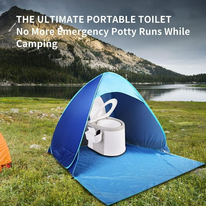 Portable Toilet Bucket with Seat and Lid Attachment - Holds 5 Gallons, Lightweight and Easy to Clean, Great for Camping, Hiking and Hunting and More,Gray