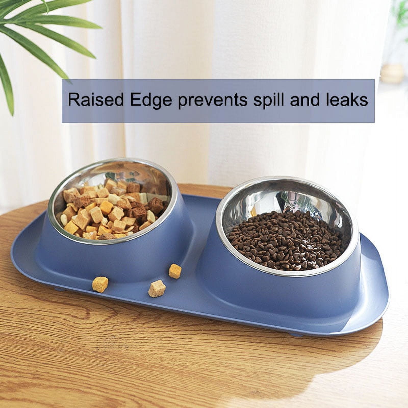 PETIMI Cat Bowl, Small Dog Bowls, Cat Food Bowl with 2 Removable Stainless Steel Feeding Bowls
