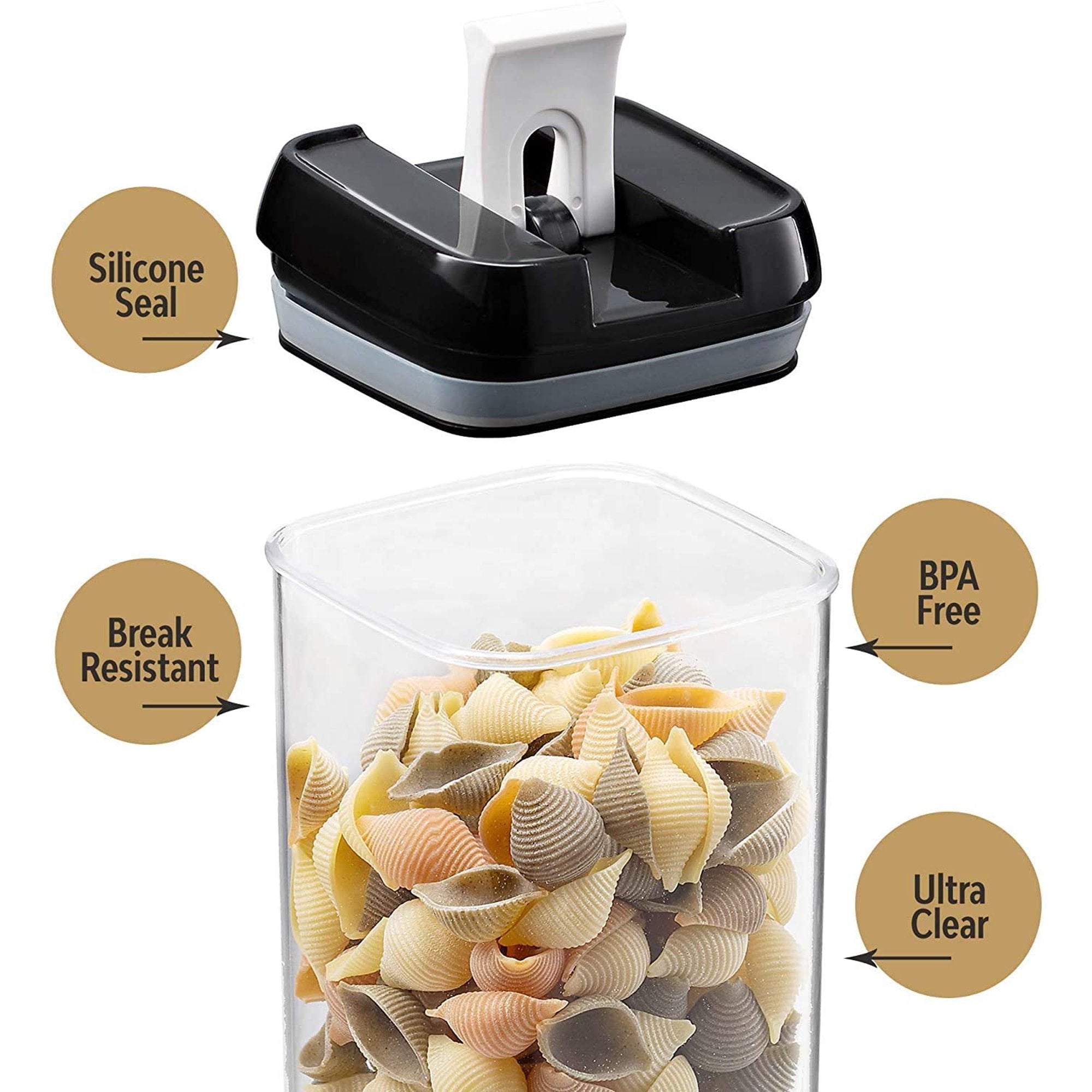 Suproot Kitchen Variety Set of 6 Pantry Organization Canisters with Lids, Marker and Labels Included