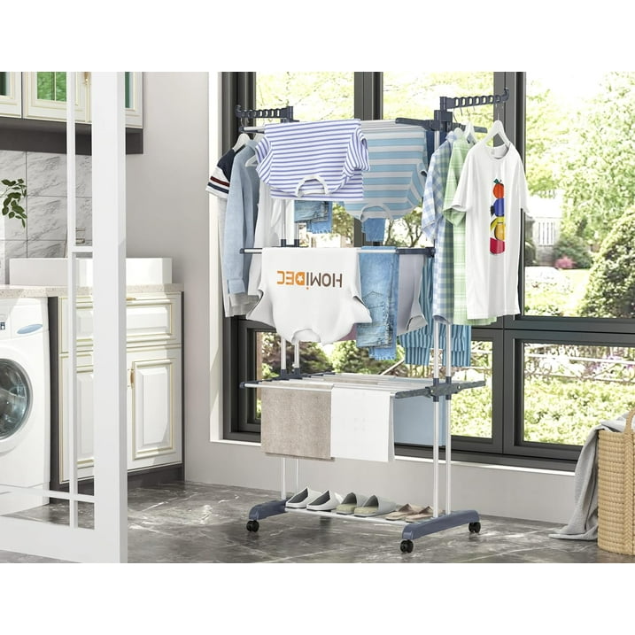 Camkey 79" Clothes Rack Heavy Duty Load 400Lbs, Rolling Clothing Racks for Hanging Clothes, Commercial Garment Rack, Collapsible ＆ Portable Clothes Rack with Wheels and Adjustable Shelves