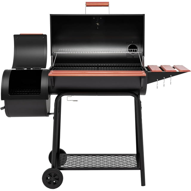 Charcoal Grill with Side Table, 627 Square Inches, Outdoor Backyard, Patio and Parties, Black