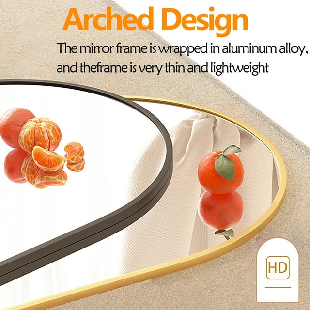 Camkey Angle Adjustable Gold Floor Hanging Full-Length Mirror 65x23.6 Inches - HD Imaging, Unique Design - Stand Included