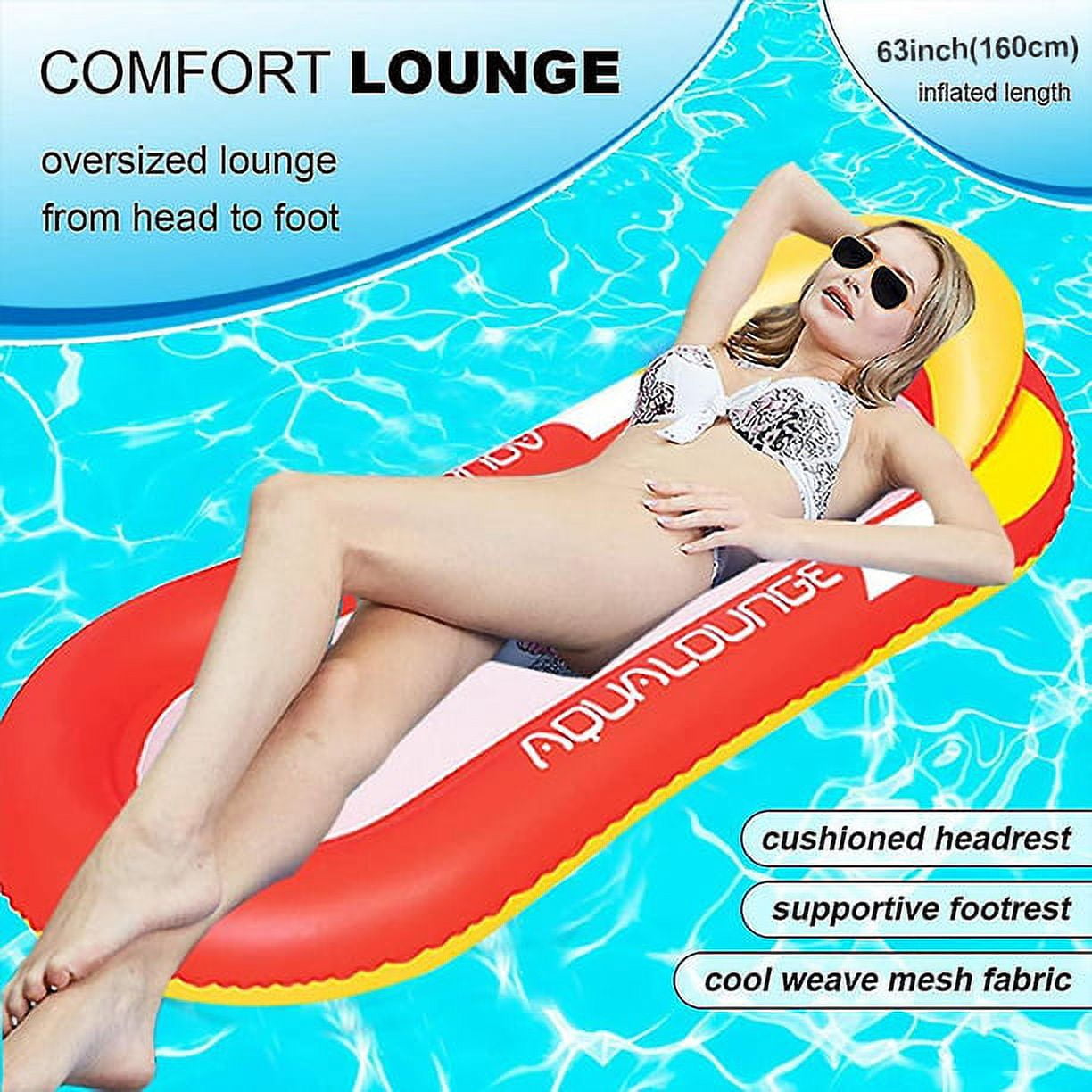 Water Floating Bed, Foldable Water Hammock, Swimming Pool Inflatable Floating Mat for Summer Beach Vacation（Red）