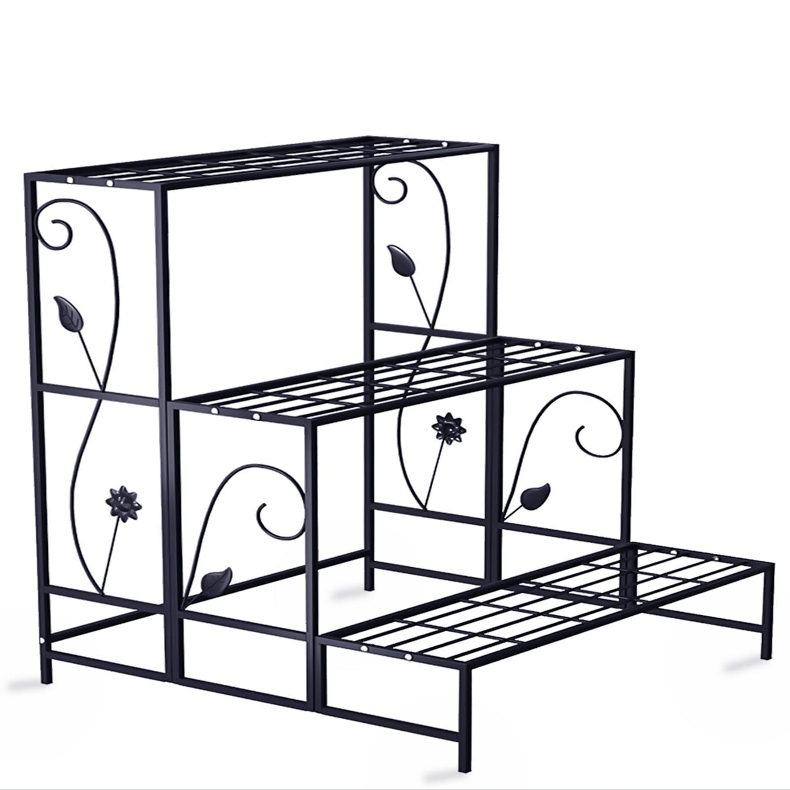 EcoZanthic 3-Tier Metal Plant Stand for Indoor and Outdoor Use – Durable Waterproof Plant Shelf Perfect for Displaying Large Planters, Flower Pots, and Indoor Gardens on Your Patio, Balcony