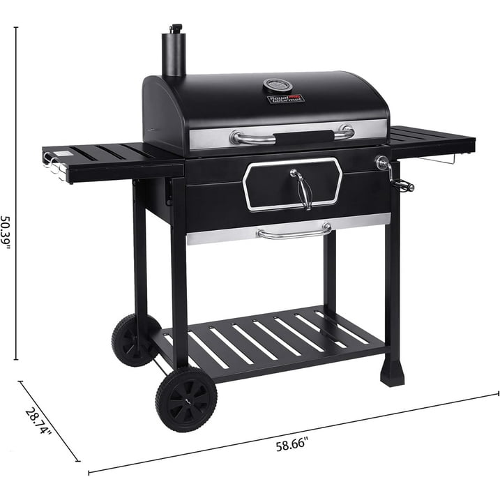 Camkey Charcoal Grill with Side Table,Outdoor Backyard, Patio and Parties, Black