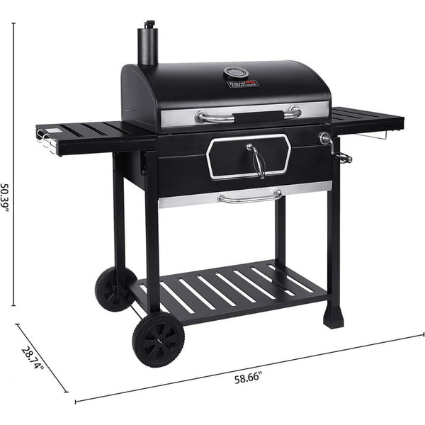 Camkey Charcoal Grill with Side Table,Outdoor Backyard, Patio and Parties, Black