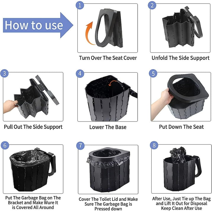 Portable Toilet - Versatile Indoor/Outdoor Commode - Lightweight, Compact, and Easy to Clean - Ideal for Car, Camping, Boating, Hiking, Van