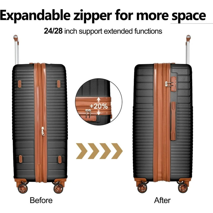 3-Piece Hardshell Luggage Set – Spinner Wheels, Lightweight Suitcase,TSA Locks, 20/24/28 inches