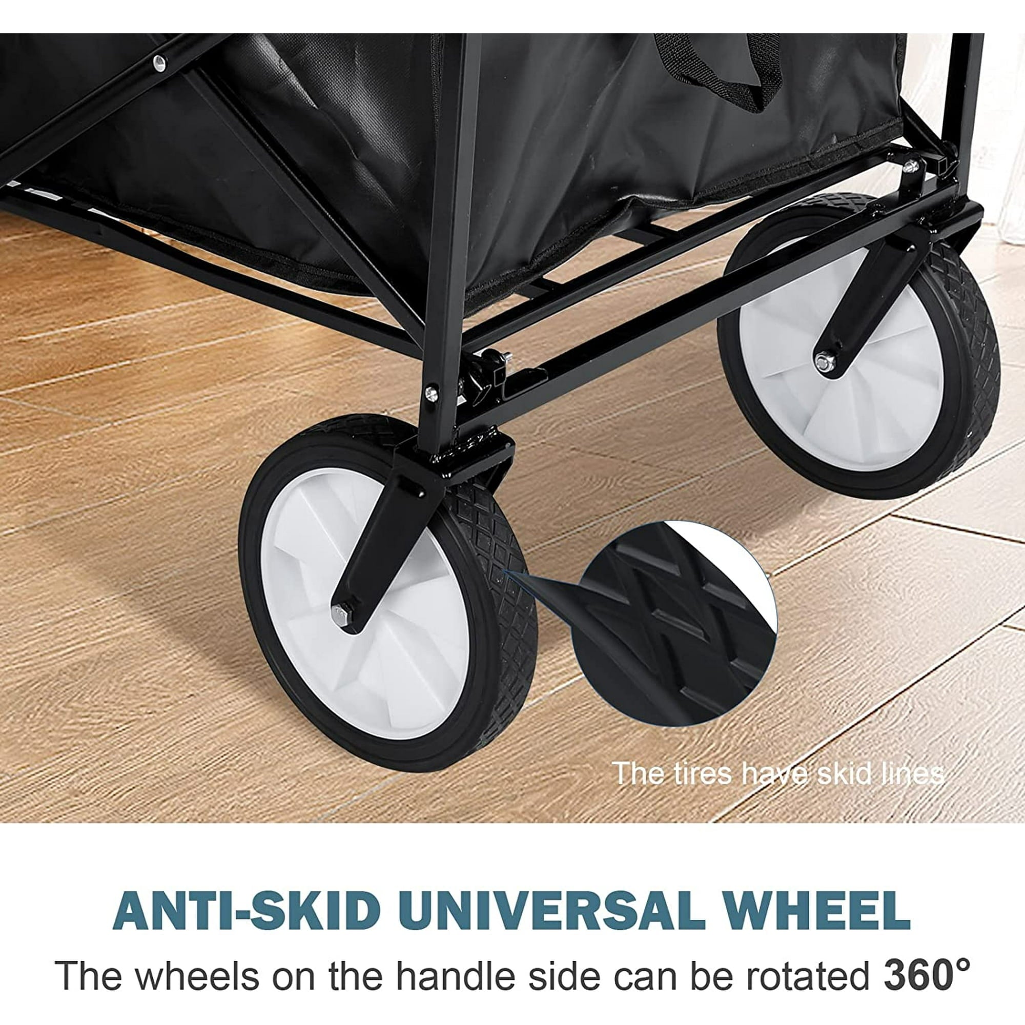 All-Terrain Big Bucket Cart Wagon with table, Height 40", Black
