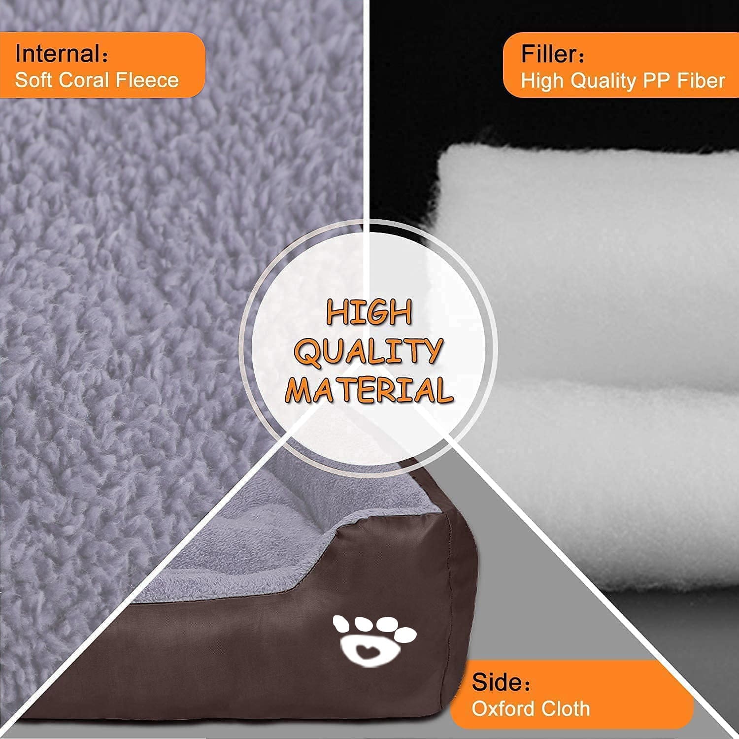 PETIMI Small Dog Beds, Rectangle Washable Pet Bed with Firm Breathable for Cats, Sleeping Orthopedic Small Beds(Brown)