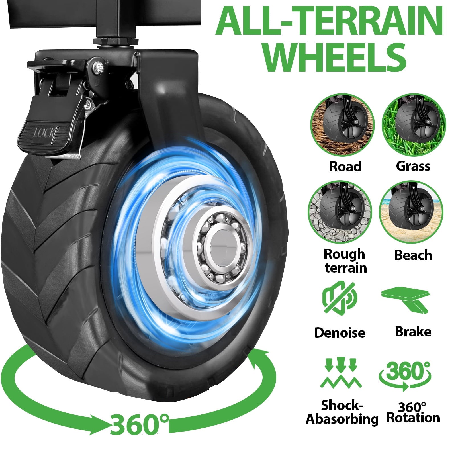 Portable Foldable Wagon Cart, Heavy Duty Beach Cart with 350LBS Large Capacity for Grocery, Shopping, Camping, and Garden - All Terrain Wheels, Collapsible Design, Black