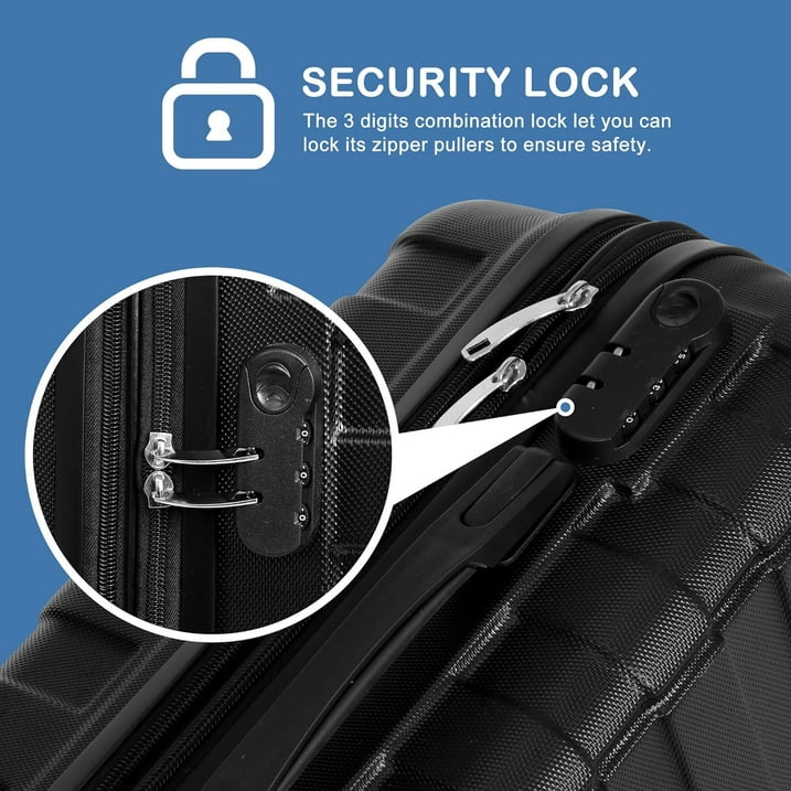 3 Piece Hardside Luggage Set with Spinner Wheels – TSA Locks,Lightweight Suitcase, 20/24/28 inches