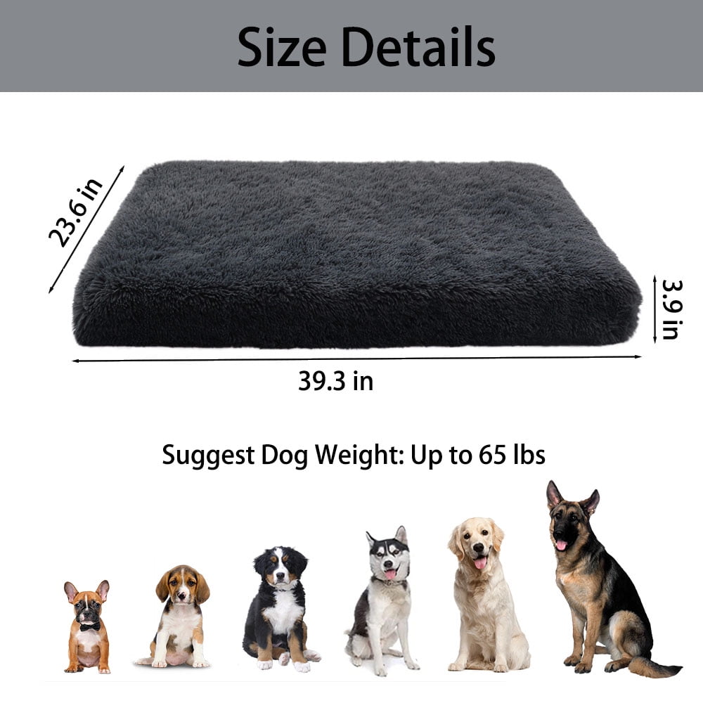 PETIMI Dog Bed, Washable Dog Bed for Crates, Soft Pet Pad Suitable for Medium to Large Dogs and Cats, 39.3"x23.6"x3.9"((Dark Gray)